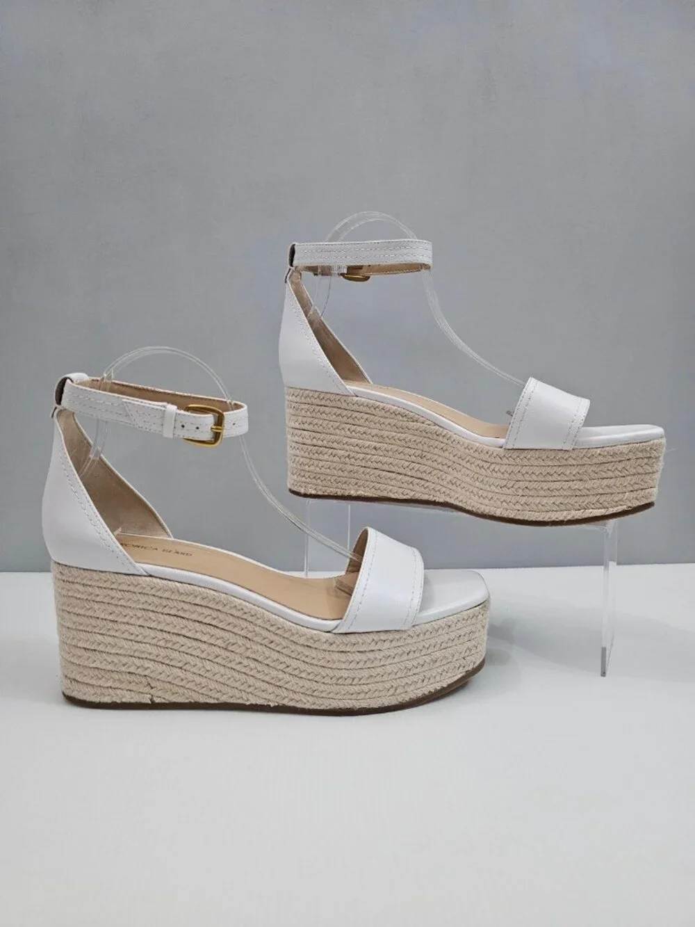 Veronica Beard Gianna Espadrille Wedge Sandal 10.5 White Leather Ankle Strap